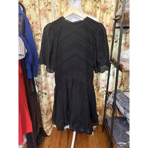 NWT! Madewell Eyelet Flutter Sleeve Mini Dress in Cotton Size 6 - Picture 3 of 5